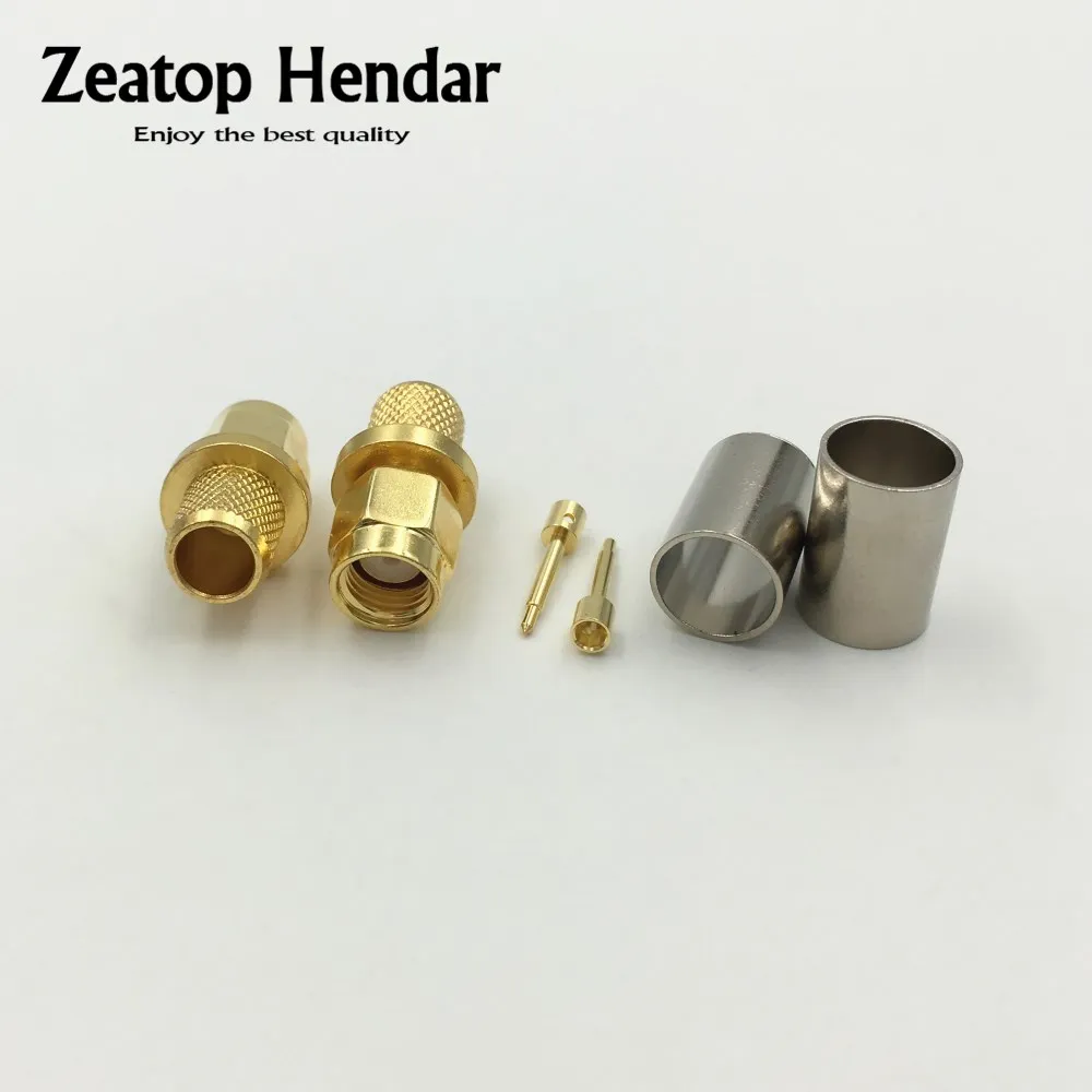 100 шт. латунный штекер SMA RF Coax Jack обжимной разъем для RG5 RG6 5D FB H155 LMR300 прямой