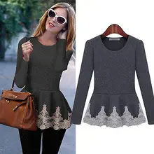 New Womens Ladies Flared Stretchy Peplum Frill Top Slim Long Sleeve Blouse Shirt New Womens Ladies Flared Stretchy Peplum Frill Top Slim Long Sleeve Blouse Shirt