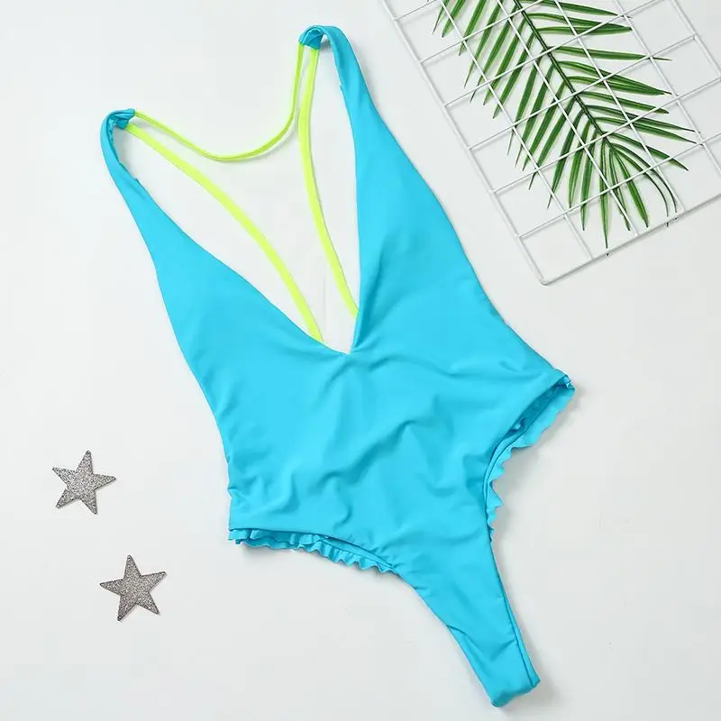 Женский слитный купальник Misswim сетчатый бикини с оборками и v образным вырезом