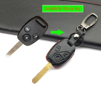 

2017 Fashion Style 100% Top layer Leather Car Key Case For Honda Accord Civic CR-V CRV Remote Key Case Cover 3 Buttons Key Shell