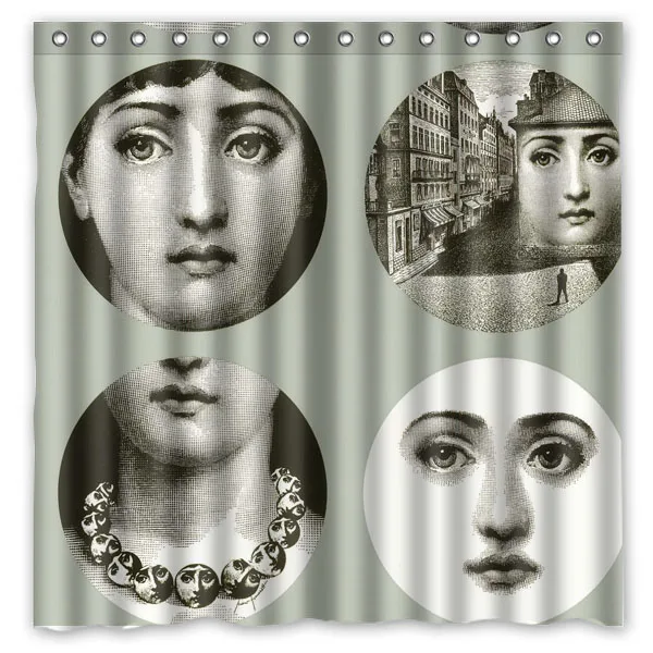 piero fornasetti work Customized Bath Shower Curtain Waterproof Mildewproof Polyester Fabric Bathroom Curtains 180*180cm - Цвет: 5