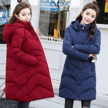 

Plus size Stand Collar Hooded Women Winter Jacket Cotton Padded Womens Jackets Winter Coat Female Long Parkas Chaqueta Mujer