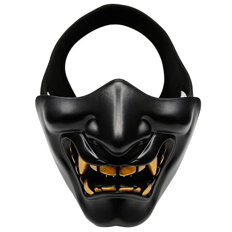Череп самурая Половина лица пейнтбольная маска Охота Wargame военная армия страйкбол тактические маски Хэллоуин костюм косплей - Цвет: Black