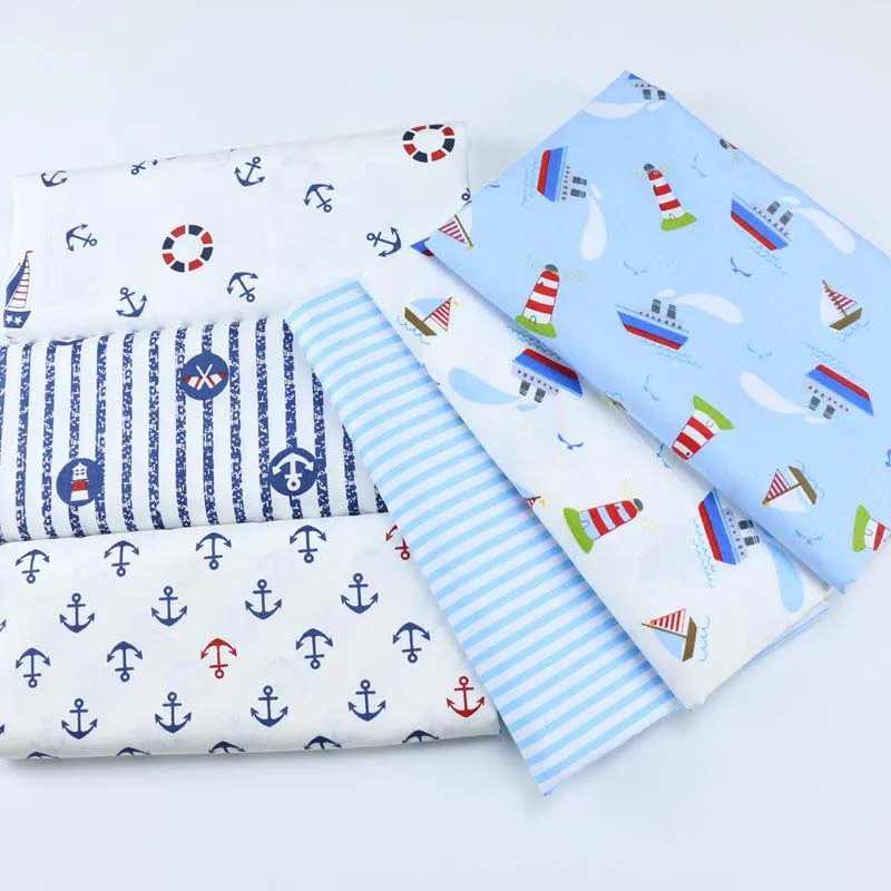 

SMTA Cotton fabric the cloth Patchwork Fabrics by the meter Fabric for needlework for needlework sailboat 50*160cm D20