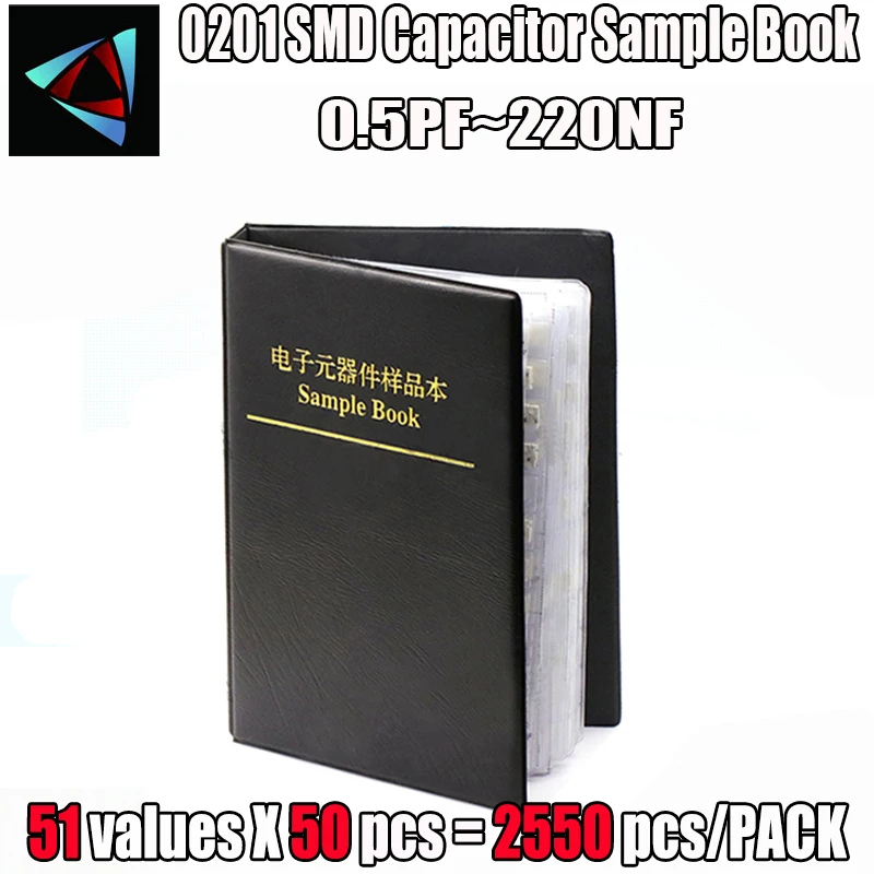 0201 SMD конденсатор Образец книга 51valuesX50pcs = 2550 шт 0.5PF~ 220NF набор различных конденсаторов упаковка