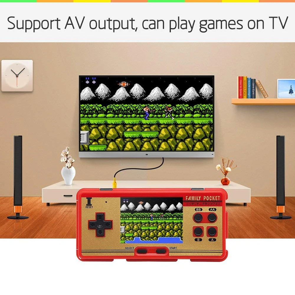 

3.0 Inch LCD Screen Support AV Cable Output Double Play Built-in 638 Games Pocket Retro Handheld Game Player for FC Video Game