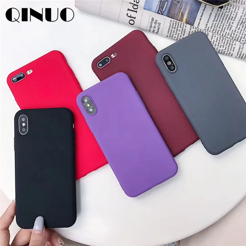 

QINUO Colorful Scrub Matte Case For iPhone6 6s 7 8 Plus 5 5S SE Retro Deer Sand Soft Case For iPhoneX XS Max XR Cover Capa Funda