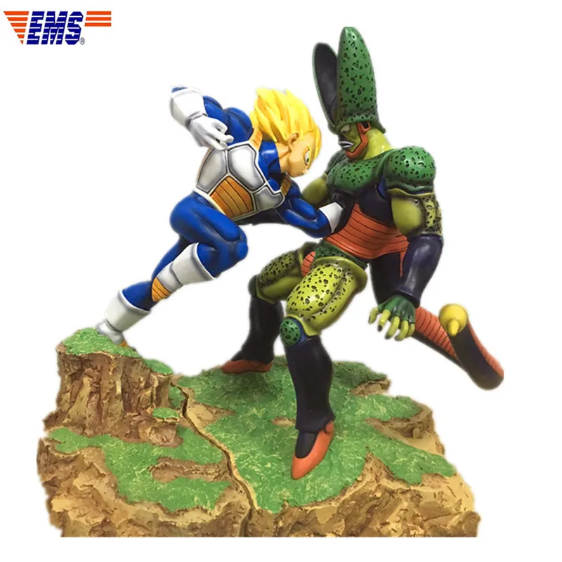 

Anime Dragon Ball Super Saiyan Vegeta VS The Second Form Cell Resin Battle Scenes Statue Decoration Action Figure Model Toy X924
