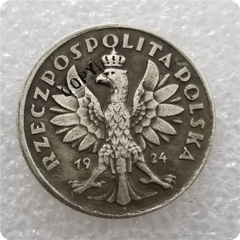 1924-Poland-Polonia-Polen-Pologne-Polska-2-zlote-Novodel-Restrike-Silver-Plated имитация монеты