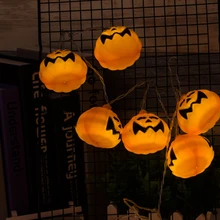 Декорации для хелоуин вечеринки реквизит Тыква светодиодная гирлянда 10 держатель лампы украшение бара сказочные огни Рождественская декоративная лампа