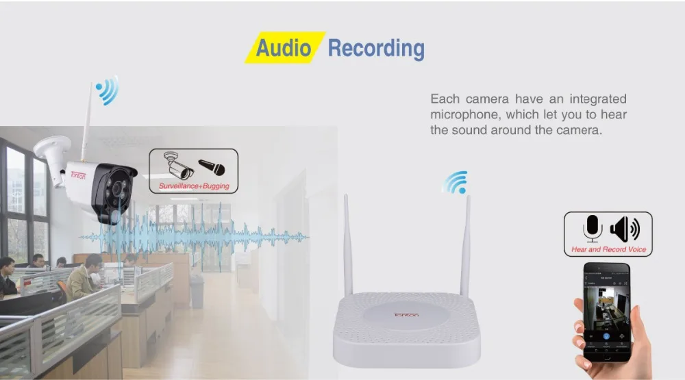 Tonton 8CH 1080P Аудио запись 1 ТБ HDD безопасности беспроводной CCTV NVR комплекты 2MP Водонепроницаемый wifi камеры системы видеонаблюдения