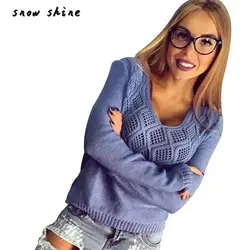 Snowshine yliw Для женщин с длинным рукавом Трикотажный пуловер Свободный свитер детский комбинезон Трикотаж Бесплатная доставка ZS