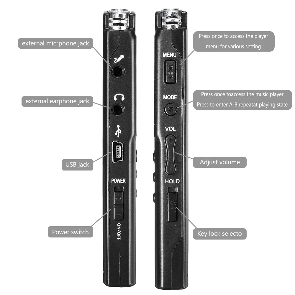 8GB 16GB 32GB Voice Recorder USB Professional 96 Hours Dictaphone Digital Audio Voice Recorder With VAR/VOR Built-in Microphone 8GB 16GB 32GB Voice Recorder USB Professional 96 Hours Dictaphone Digital Audio Voice Recorder With VAR/VOR Built-in Microphone
