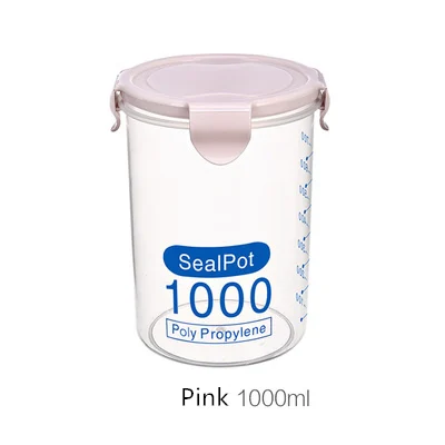 MAIKAMI контейнер для хранения зерна Герметичные банки Бытовая Кухня Пластик покрыты прозрачная банка Лапша разное хранения зерна - Цвет: Pink-L