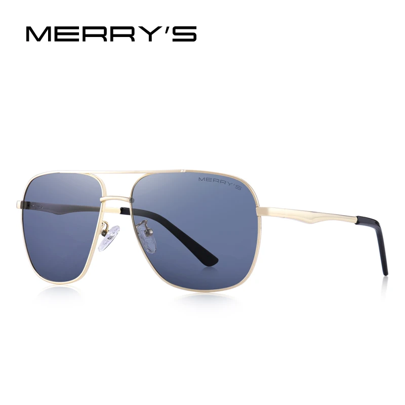 MERRYS, дизайнерские мужские классические квадратные солнцезащитные очки, HD поляризационные солнцезащитные очки для вождения, роскошные мужские очки с защитой от уф400 лучей, S8312 - Цвет линз: C04 Light Gray