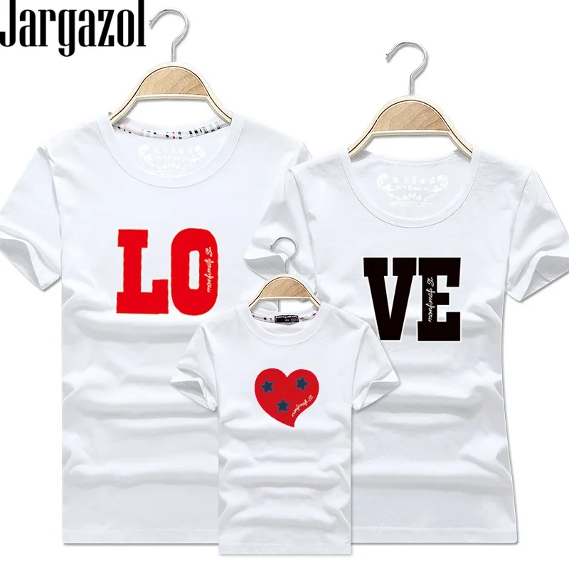 

Jargazol Mother and Daughter Clothes Family Look Letter Love Printed Mom Baby Son Dad Fashion Matching Shirt Cotton Tops