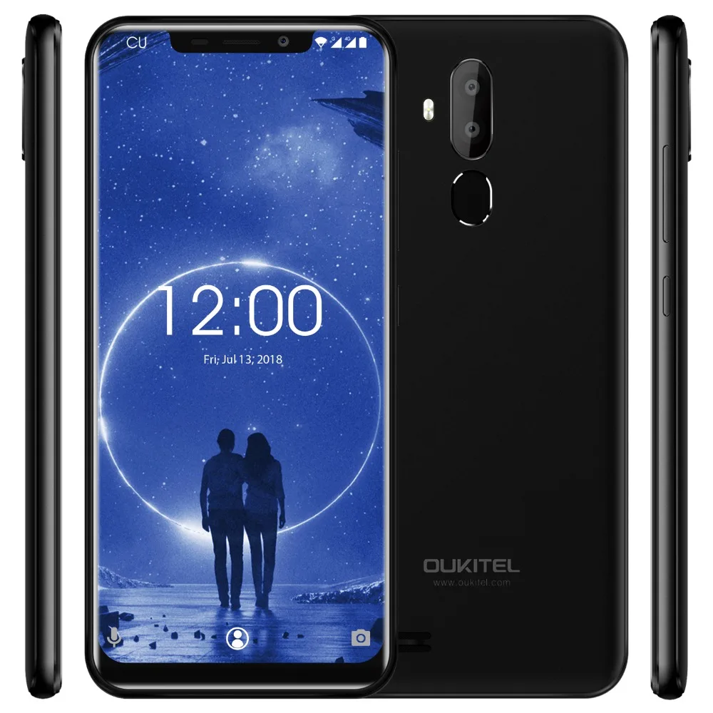 OUKITEL C12 Face ID 6,1" 19:9 смартфон с отпечатком пальца Android 8,1 мобильный телефон MTK6580 четырехъядерный 2G ram 16G rom Dual SIM разблокировка