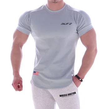 

2019 Running Shirt Men Gym T Shirt Short Sleeve Dry Fit Bodybuilding Sport T-Shirt Fitness Tshirt Men Gyms Tees Tops Rashgard