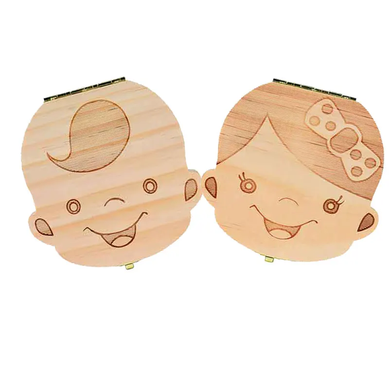 

Tooth Box Portuguese/ Greece/Spanish/English/French/Russian /Italian/ Wood Tooth Box Organizer Save Milk Teeth Wood Storage