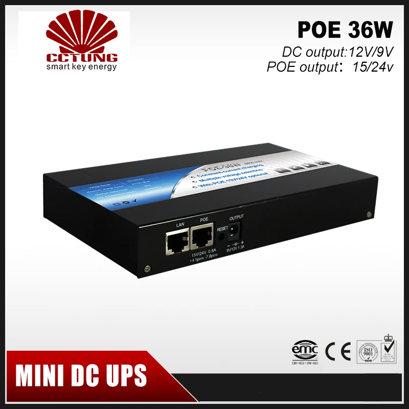 Мини Портативный UPS с 15/24VDC POE (Power Over Ethernet) и 9/12VDC интерфейс макс. 36 Вт выход 8800 мАч