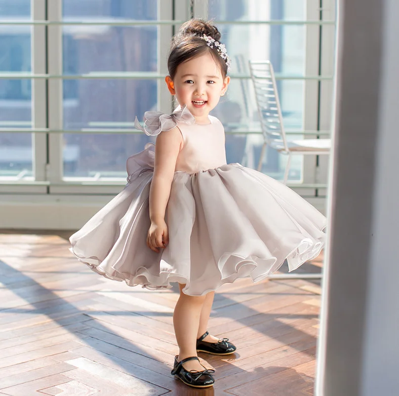 Детское бальное платье принцессы для девочек Новинка лета года, детская сетчатая Одежда с бантом, милая одежда для дня рождения, Vestidos, S4
