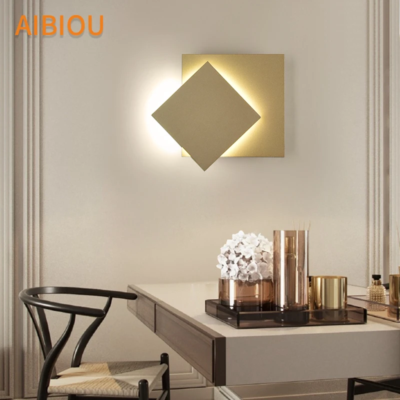 

AIBIOU Modern Led Wall Lights For Corridor White Wall Mounted Bedside Light Black Adjustable Wall Decor Luminaire Gold Sconce