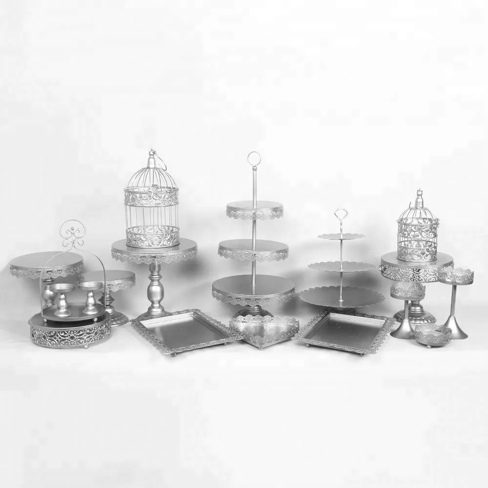 

18pcs silver Wedding Cinderella Carriage Dessert3 Tier Metal Cupcake Cake Stand