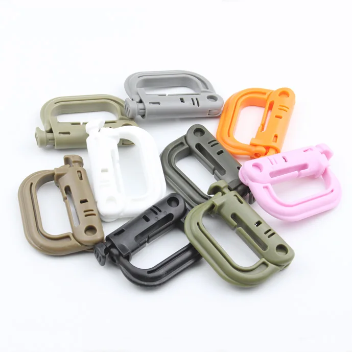 

High quality EDC Plastic Tactical Buckles Backpack Shackle Carabiner Snap D-Ring Clip KeyRing Locking Wholesale #MB0057 - C