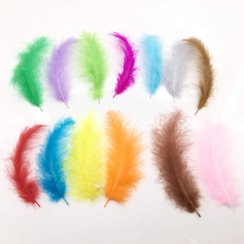 

Retail 50pcs 4-6 inches10-15cm Turkey Marabou Feathers Washed Goose Down Fluffy Wedding Dress Jewelry Decoration Feathers