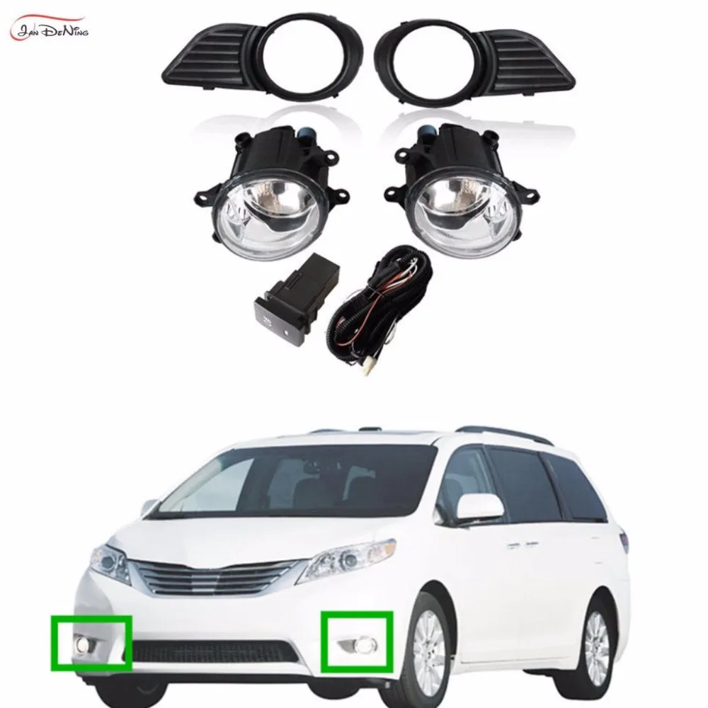 

JanDeNing Автомобильные противотуманные фары для Toyota Sienna 2011-2017 прозрачные передние противотуманные фары комплект противотуманных фар (одна пара)