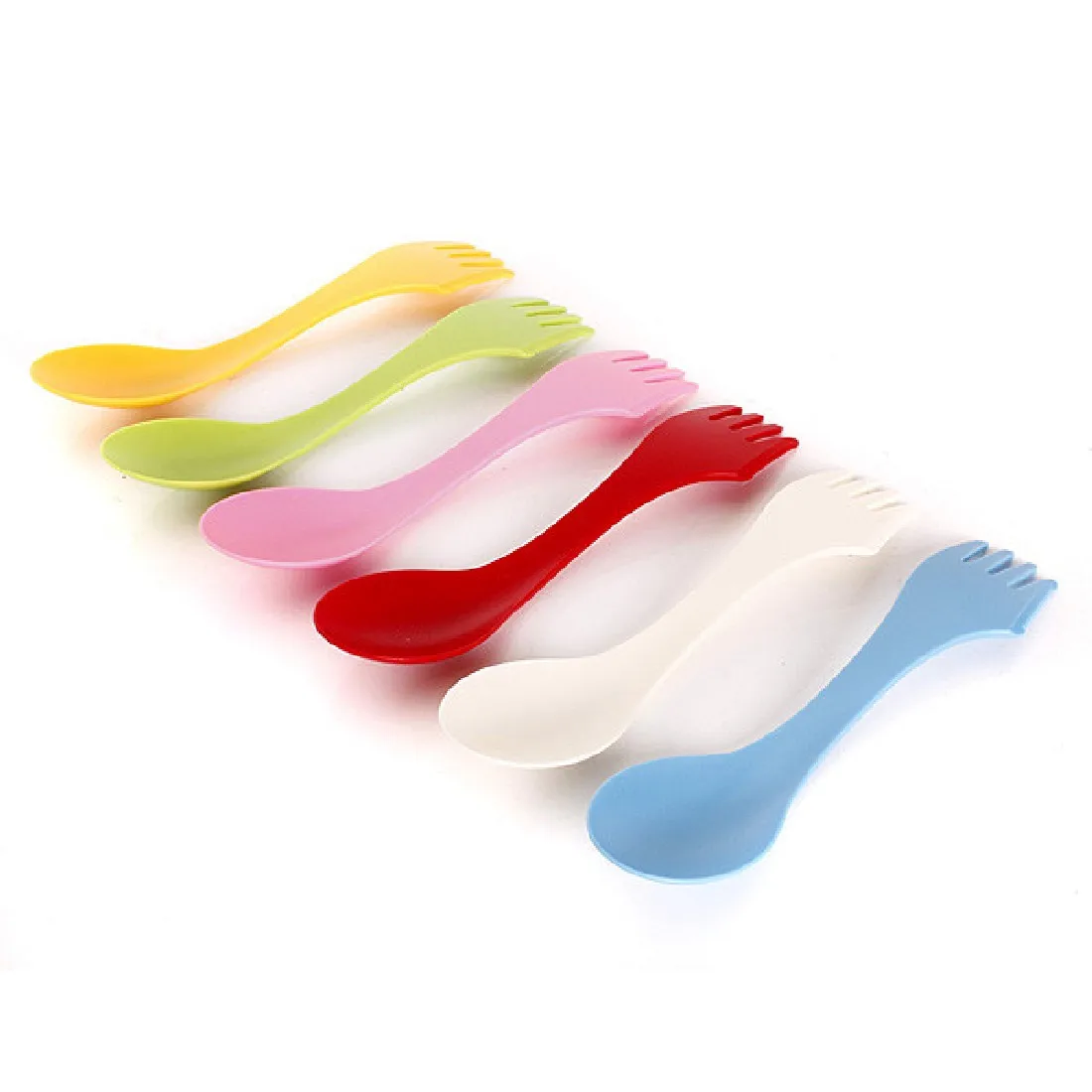 6pcs/set 3 In 1 Plastic Fork Knife Camping Hiking Utensils Spork Combo