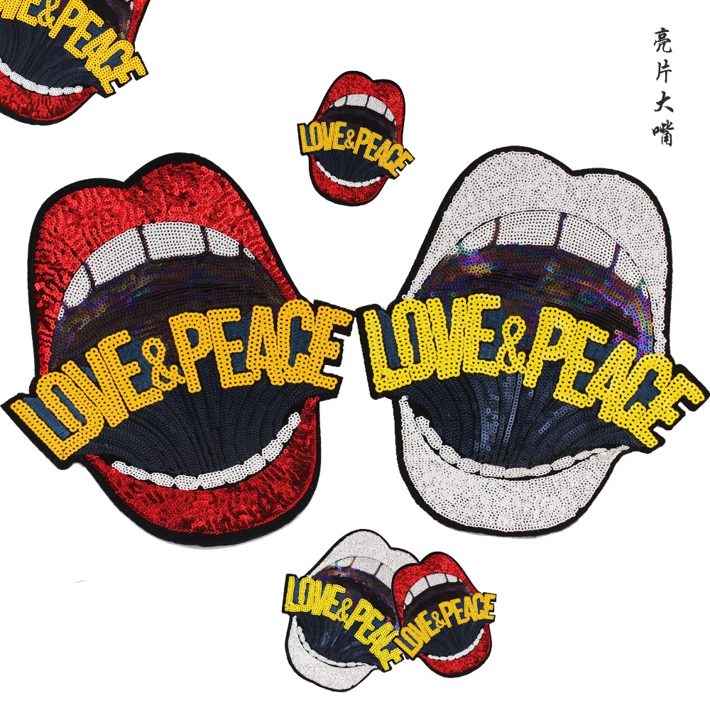 10pcs Large size mouth and letter embroidery cloth patches sew on for | Дом и сад