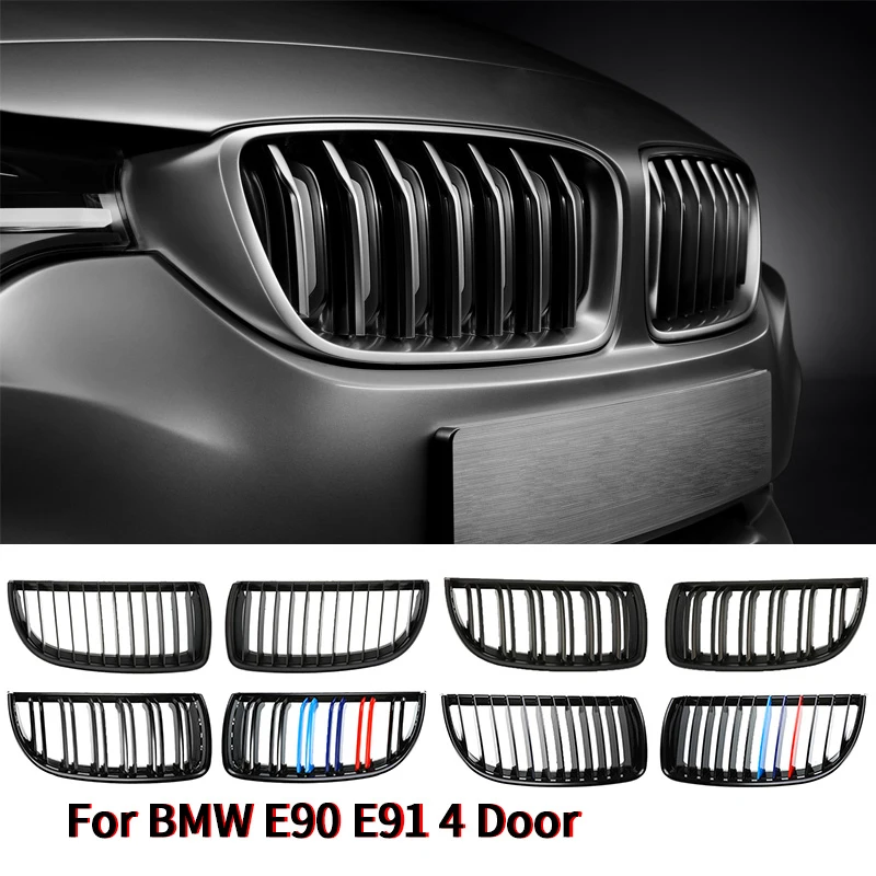 2x матовый черный двойной 2 линии спереди почек решетка гриль для BMW E90 E91 Touring/седан 325i 320i 330i 323i 335i 04-07 51137120008