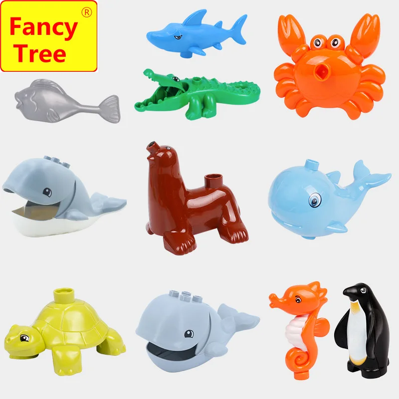 

Big blocks Brand Classic Animal Block Zoo Penguin Whale Marine Organism Brick Kids Toys Compatible With Duplo Gift