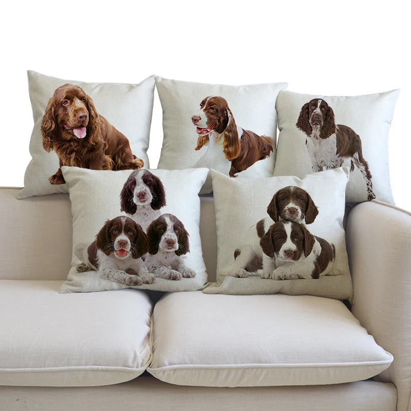 

Decorative Cushion English Springer Spaniel Pillows Animal dog cojines decoracion 45x45 Dogs pattern throw Car Pillow Cushions