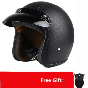 Yyou Demi Ouvert Visage Moto Casque avec des Lunettes Moto Vintage Casque Chopper Motard Scooter pour Hommes Femmes