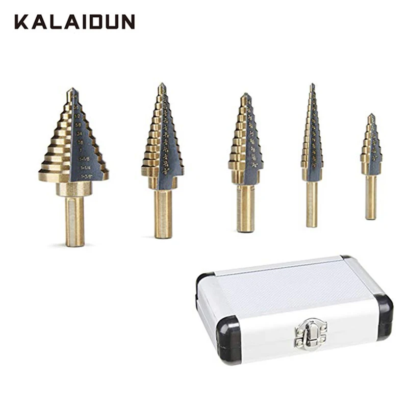 

KALAIDUN Drill Bit Set 5pcs Cobalt High Speed Steel Hss Cobalt Multiple Hole 50 Sizes Step Drill Bit Kit Aluminum Case Hand Tool