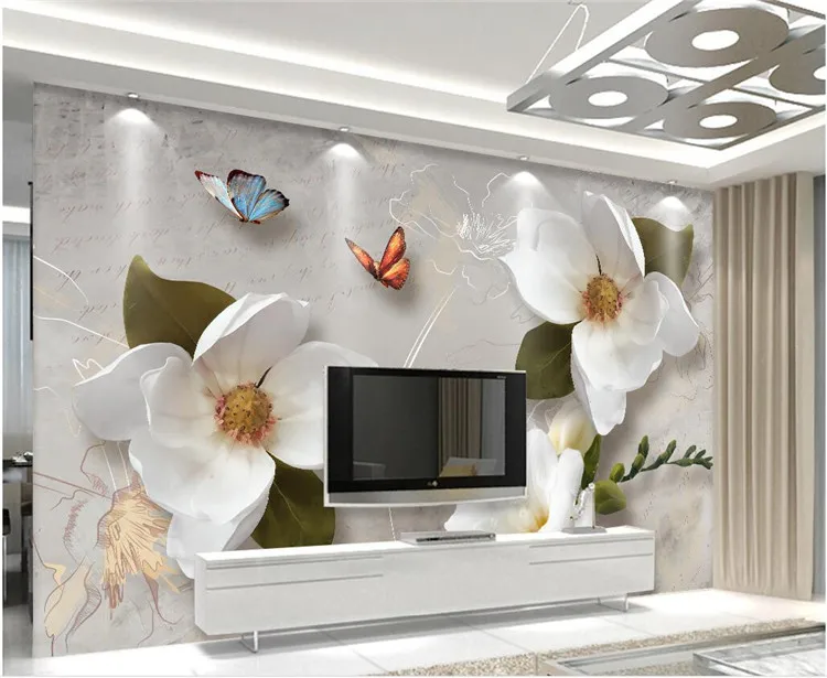 Custom 3D Wall Murals Wallpaper European Style Retro Flower Butterfly Desktop Wallpaper For Living Room TV Backdrop Wall Mural