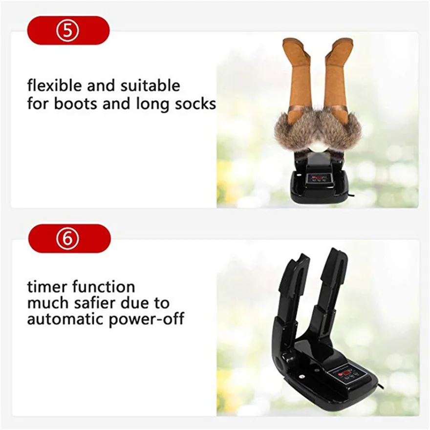 

Electric drying Shoe and Boot Dryer Glove Stocking Garment Dryer Black intelligent retractable Machine US plug #1217 A#733