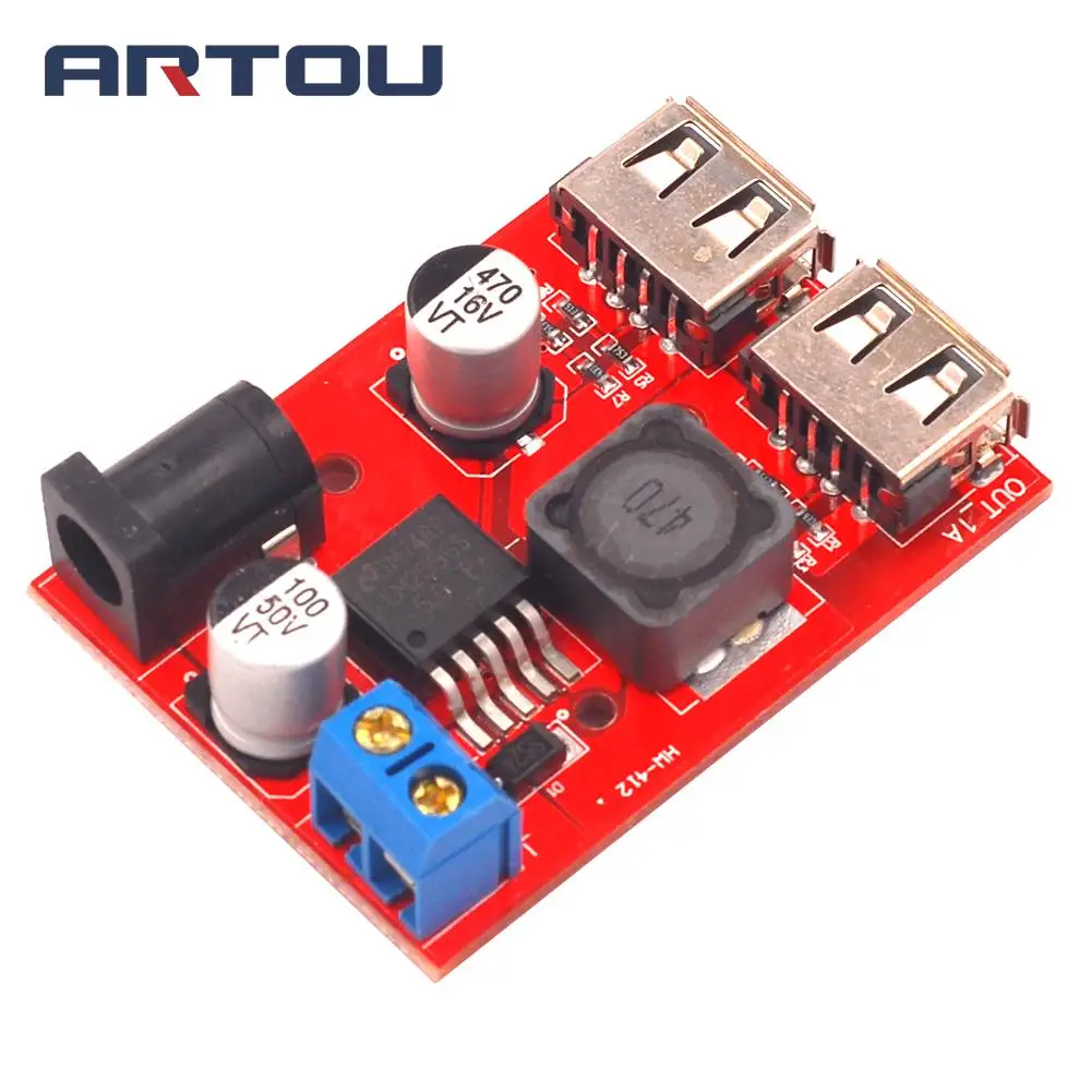 LM2596 LM2596S двойной USB преобразователь 9 В 12 24 36 до 5 3 А понижающий плата автомобильное