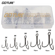 Goture 50pcs box High Carbon Steel Fishing Hook Size 2 4 6 8 10 Fishhooks Silver
