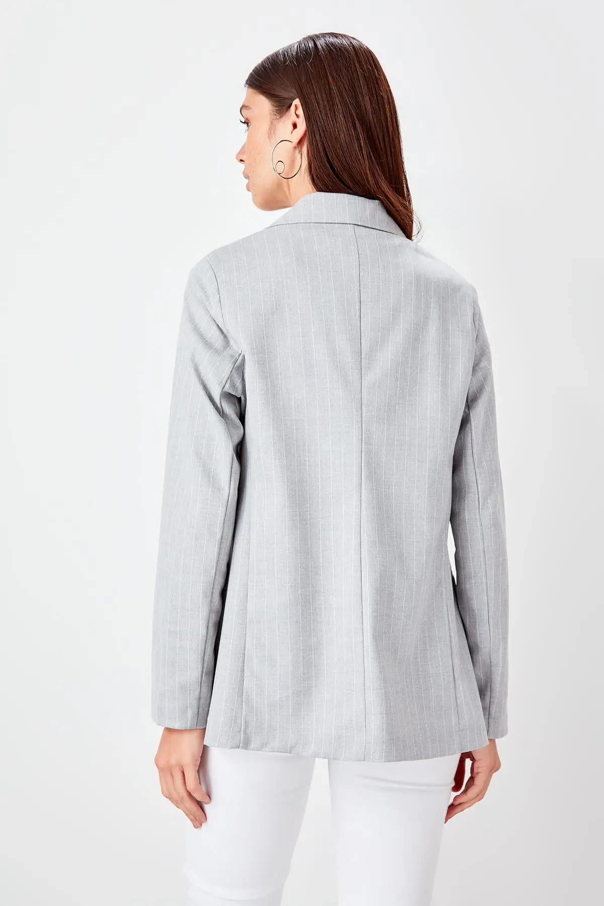 price reduction  Trendyol Gray Striped Jacket TWOAW20CE0043