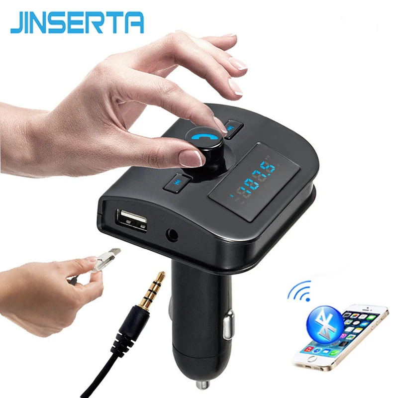 Jinserta 4 в 1 Hands Free Беспроводной Bluetooth FM передатчик + AUX модулятор Автомобильный