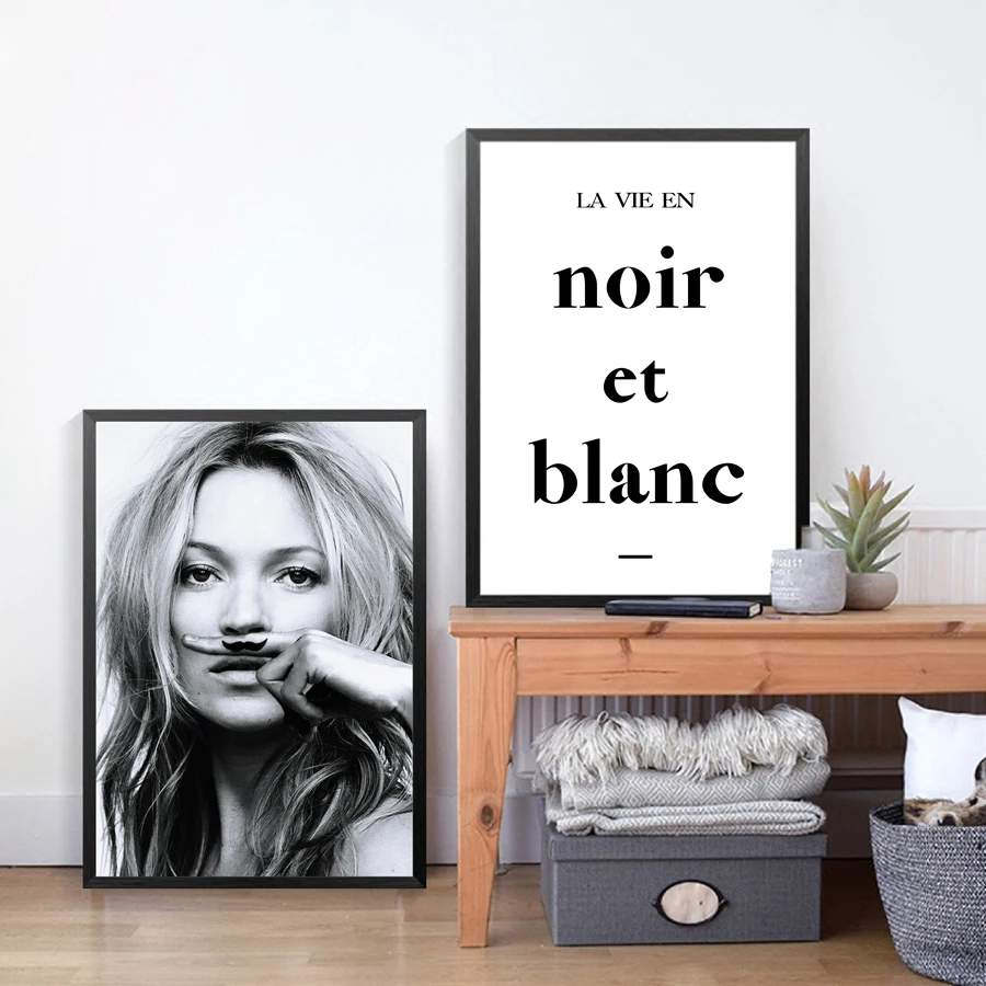 

Kate Moss Moustache Fashion Poster Canvas Art Prints , Woman Portrait Prints Wall Art Pictures Home Fashion Wall Decor