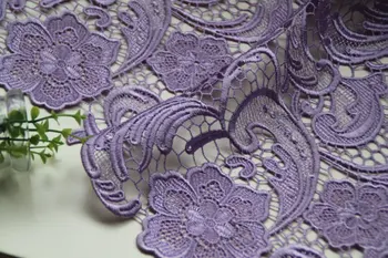

Lavender lace fabric, crochted , retro floral , bridal lace fabric, costume lace fabric