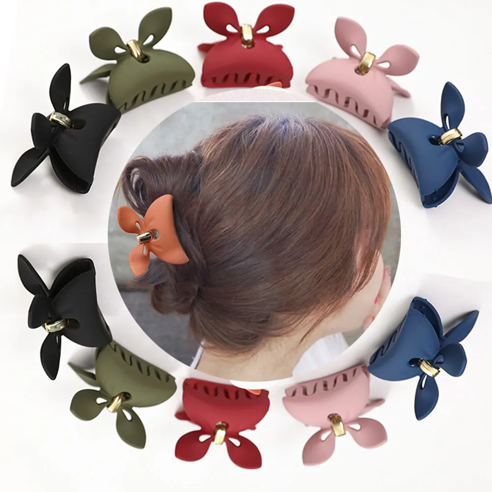 

Pure Color Rabbit Ear Acrylic Hair Clip for Women Makeup Bath Hair Claw Hair Clamp Grips Barrette Hair Accessories