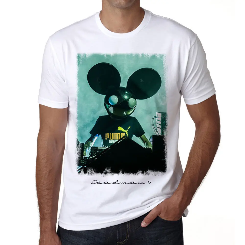 DJ Deadmau5 Для Мужчин's короткий рукав округлая горловина футболка белый в стиле