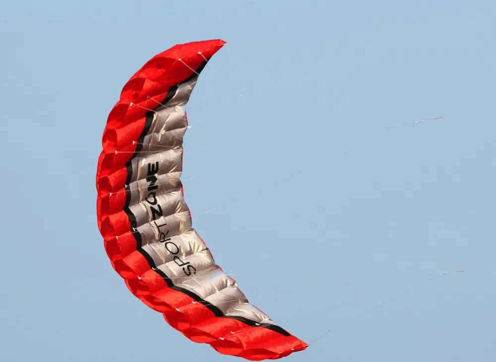 High Quality  2.5m Red Dual Line Parafoil Kite  WithFlying Tools Power Braid Sailing Kitesurf Rainbow Sports Beach