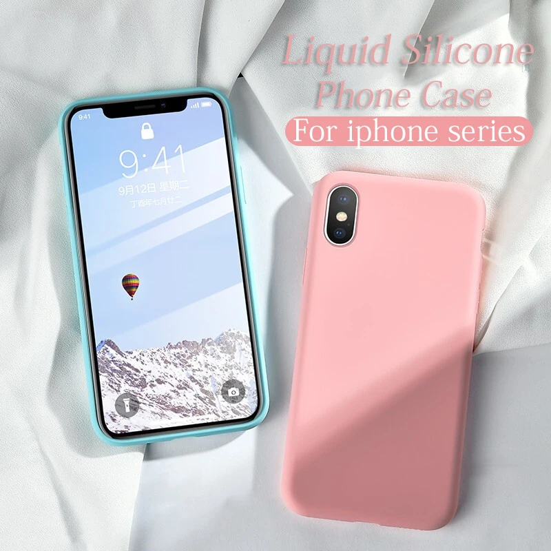 Чехол для iphone 6 7 8 plus жидкий силикон ТПУ мягкий чехол X XS Max XR чехлы телефонов