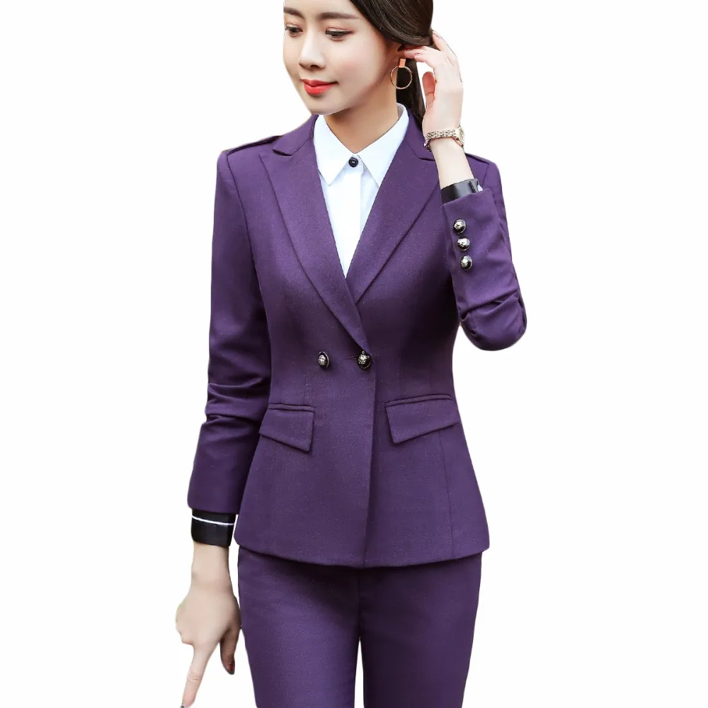 

FULL SLEEVE blazer with trousers WOMEN 2018 women business elegant pant suits largest size 4XL for work